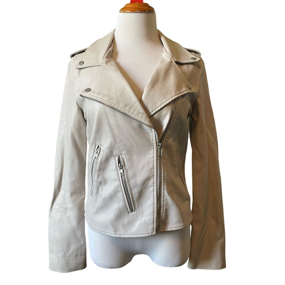 BKE Cream Leather Jacket - Medium